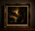 Dramatic seascape in ornate frame