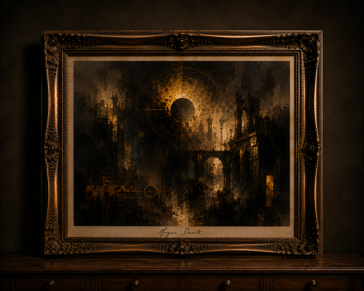 Golden ruin in antique frame