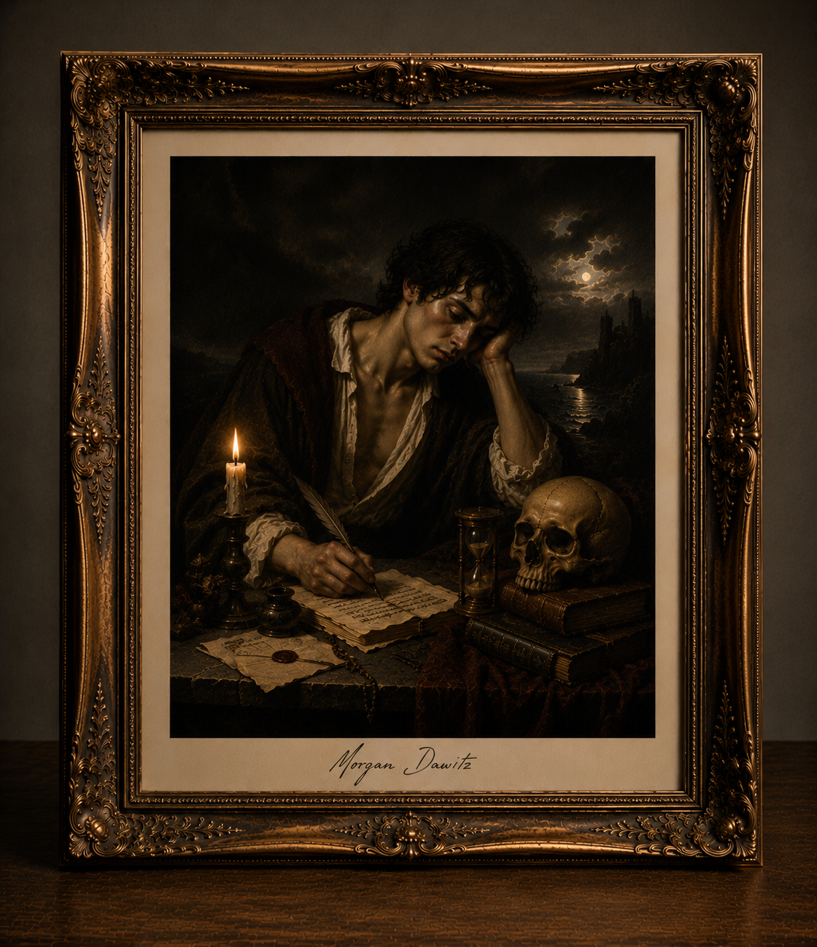 Melancholy portrait with vanitas symbolism