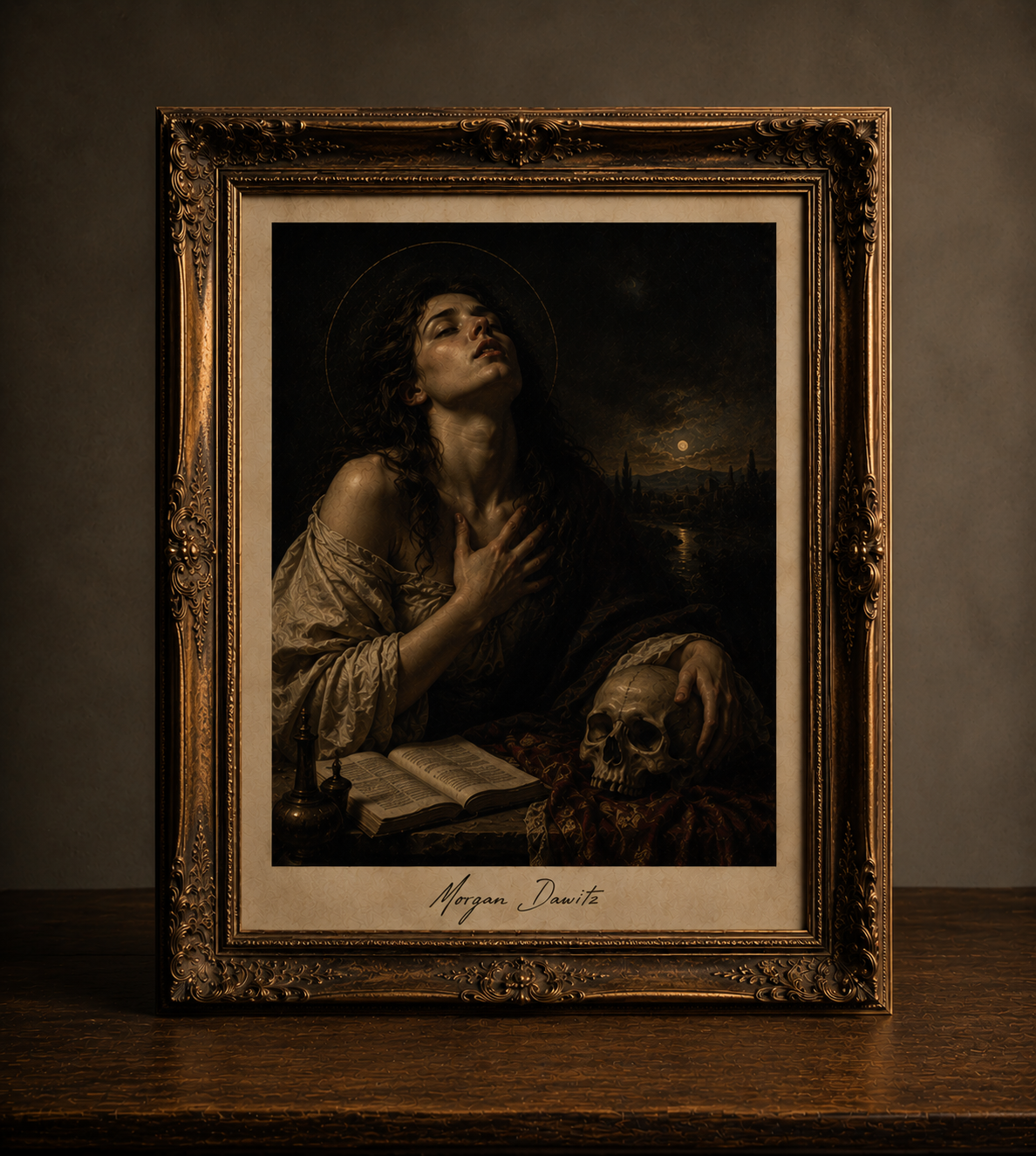 Moody portrait with vanitas symbolism