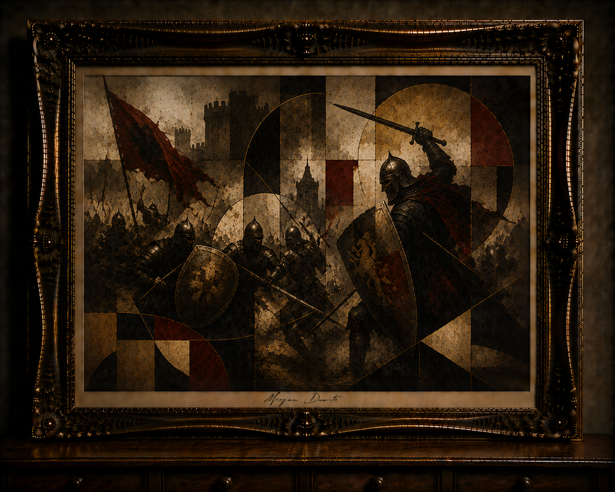 Ornate Geometric Medieval Battle Painting