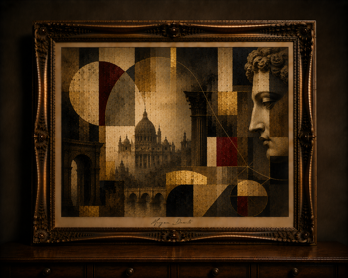 Ornate Gilded Frame with Architectural Collage