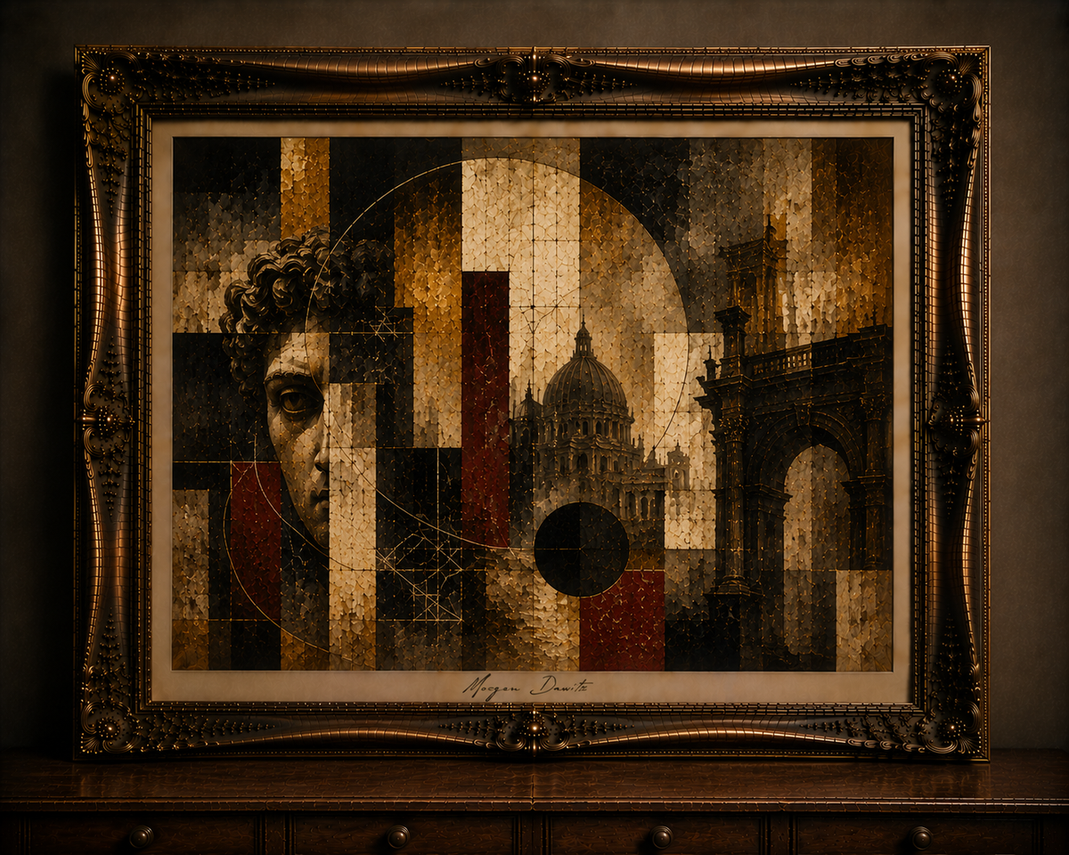 Ornate Renaissance Collage in Antique Frame