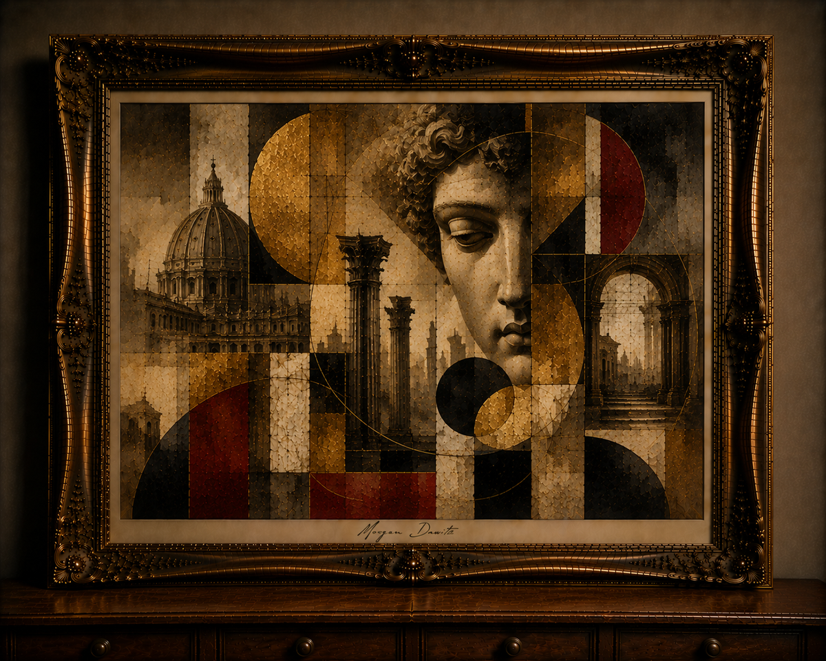 Ornate Renaissance Collage in Gilded Frame