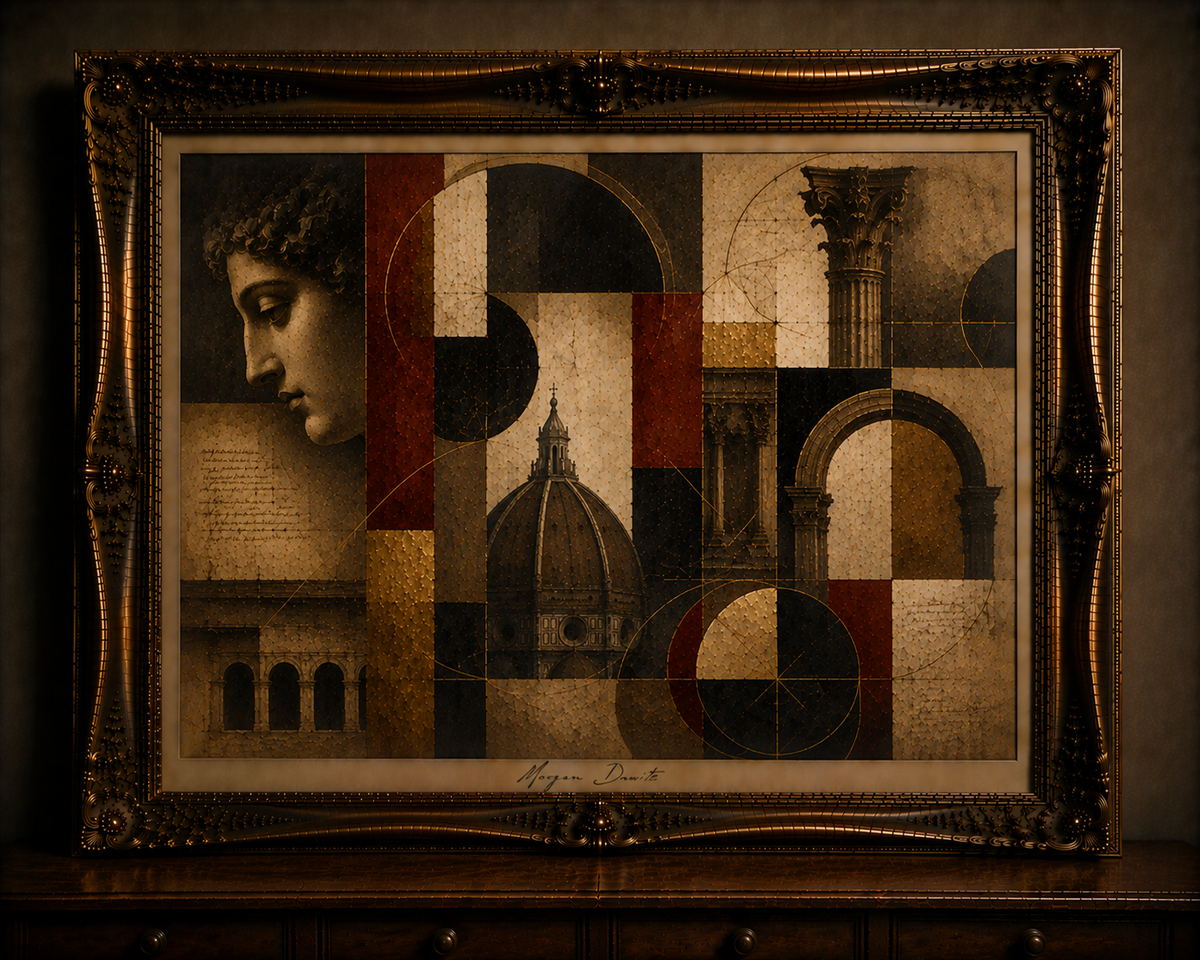 Ornate Renaissance Collage in Gilded Frame 2