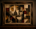Ornate Renaissance Cubist Collage in Gilded Frame