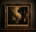 Somber reflection in ornate frame
