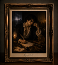 Stormy study with scholarly contemplation